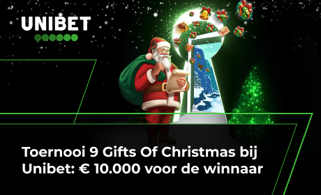 Toernooi 9 Gifts Of Christmas bij Unibet: € 10.000 voor de winnaar